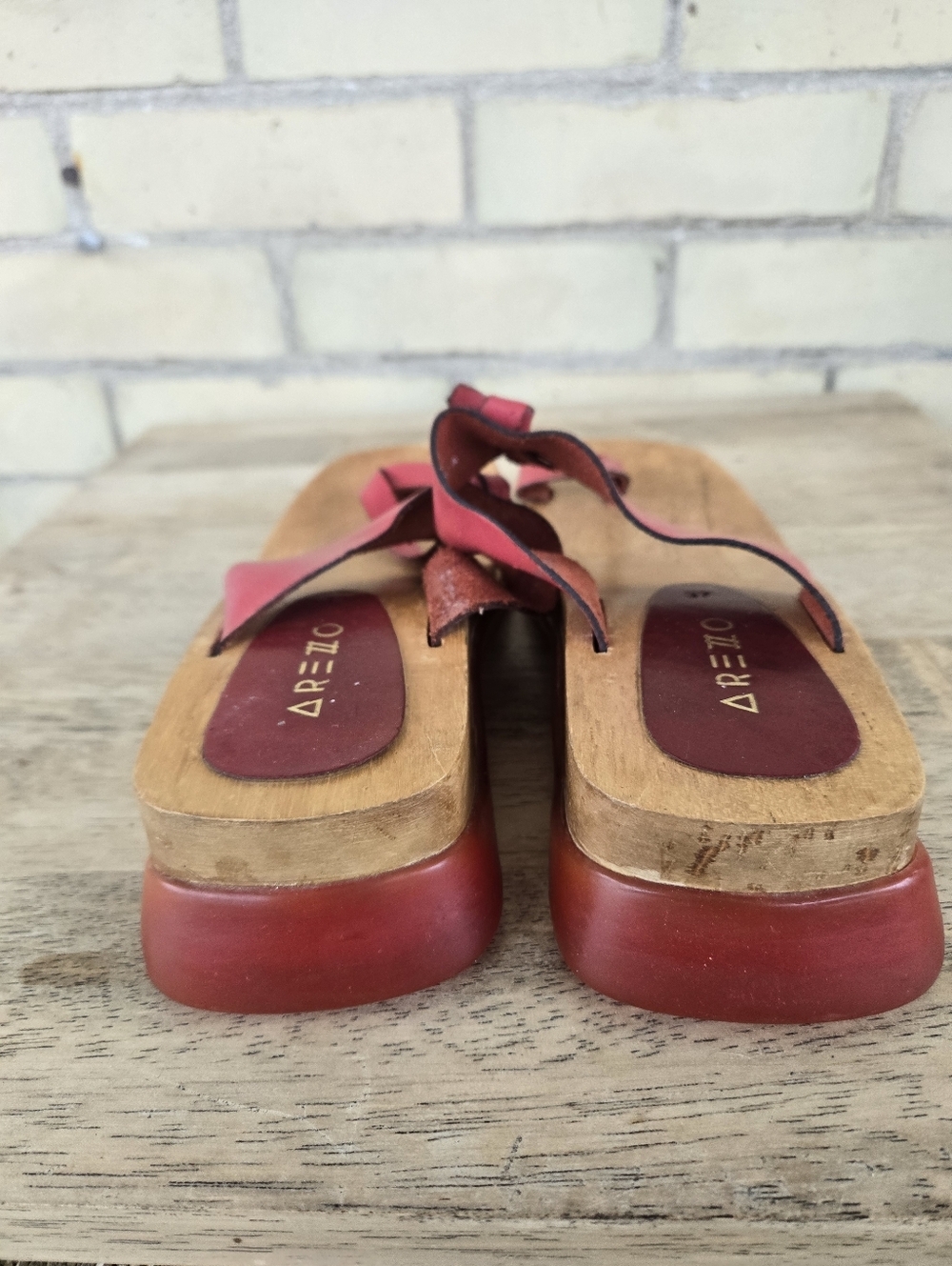 Arezzo Wood & Leather Sandals - Picture 8 of 9